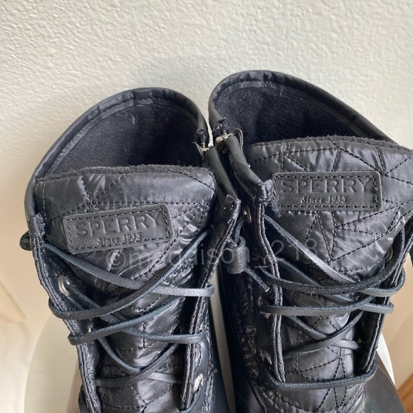 Sperry Saltwater Nylon Quilted Duck Boot Black size 9 women’s Side Zip size 9 - Picture 7 of 11